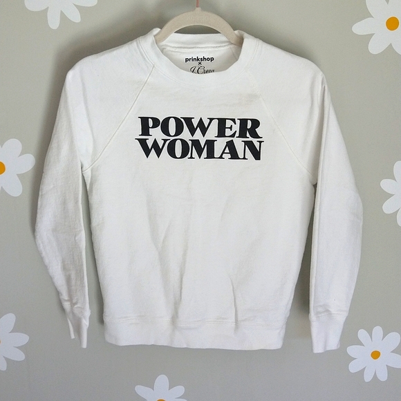 J. Crew x Prinkshop "Power Woman" White Sweatshirt Top - Picture 3 of 6